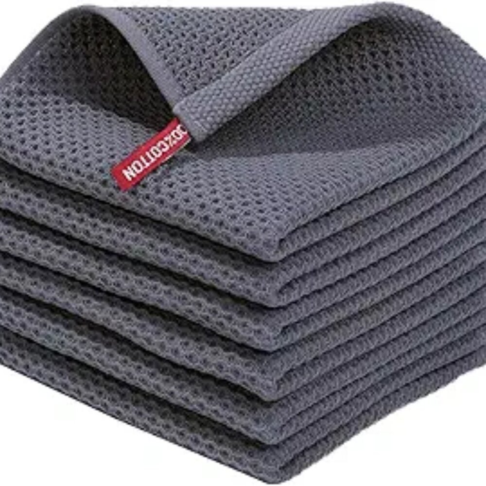 Homaxy 100% Cotton Waffle Weave Kitchen Dish Cloths 6-Pack Soft Absorbent Towels
